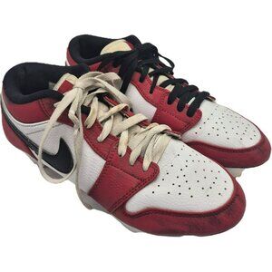Nike Air Jordan 1 Low TD  Chicago Football Cleats Black White Varsity Red Mens 8